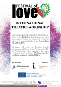 Schedule of the meeting as part of the "Festival of Love" project  Study visit in Bucharest Dates: 22.03-24.03.2022.     Participants: 1.	Centrum Kultury Wrocław Zachód (Poland) – 1 person +  Lear/project coordinator  2.	Asociatia Culturala Replika (Romania) – 2 people 3.	Associació de Gestió Integral de Serveis Socioculturals IDEA (Spain) – 2 people 4.	Performance coordinator  22.03.2022 10.00-12.00 Project review: incurred expenses, planned costs 12.00-14.00 Verification of the prepared documents (invoices, bills, contracts, time sheets, etc.) 14.00-16.00 Documents and rules necessary to prepare the report and audit - part I   23.03.2022 10.00-12.00 Documents and rules necessary to prepare the report and audit - part II 12.00-14.00 Promotional activities   24.03.2022 10.00-12.00 Detailed activities in the project: show dates, participants, audience 12.00-14.00 Problems and ways to solve them